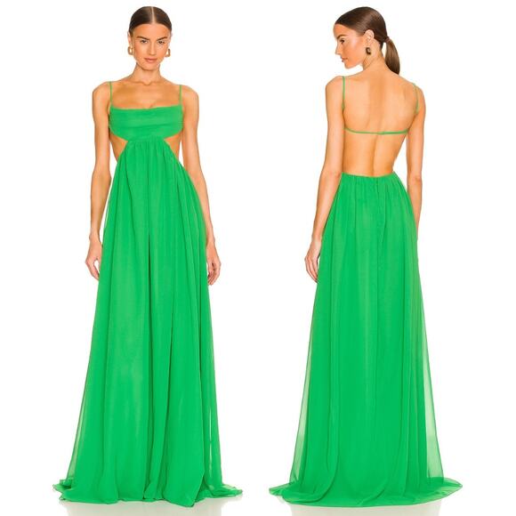 Sau Lee Giselle Gown Dress Cut Out Adjustable Strap Light Apple Green 2 - Picture 1 of 15